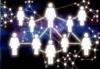 A mystical, symbolic image of an abstract family tree with glowing connections between individuals, set against a starry night sky, representing the complexity and interconnectedness of family dynamics.