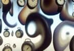 A surreal image of multiple clocks melting and warping in a dreamlike space, symbolizing the distortion of time, anxiety, and the passage of life.