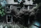 A haunting image of an old, abandoned house surrounded by overgrown weeds and broken windows, symbolizing isolation, past memories, and the unknown.